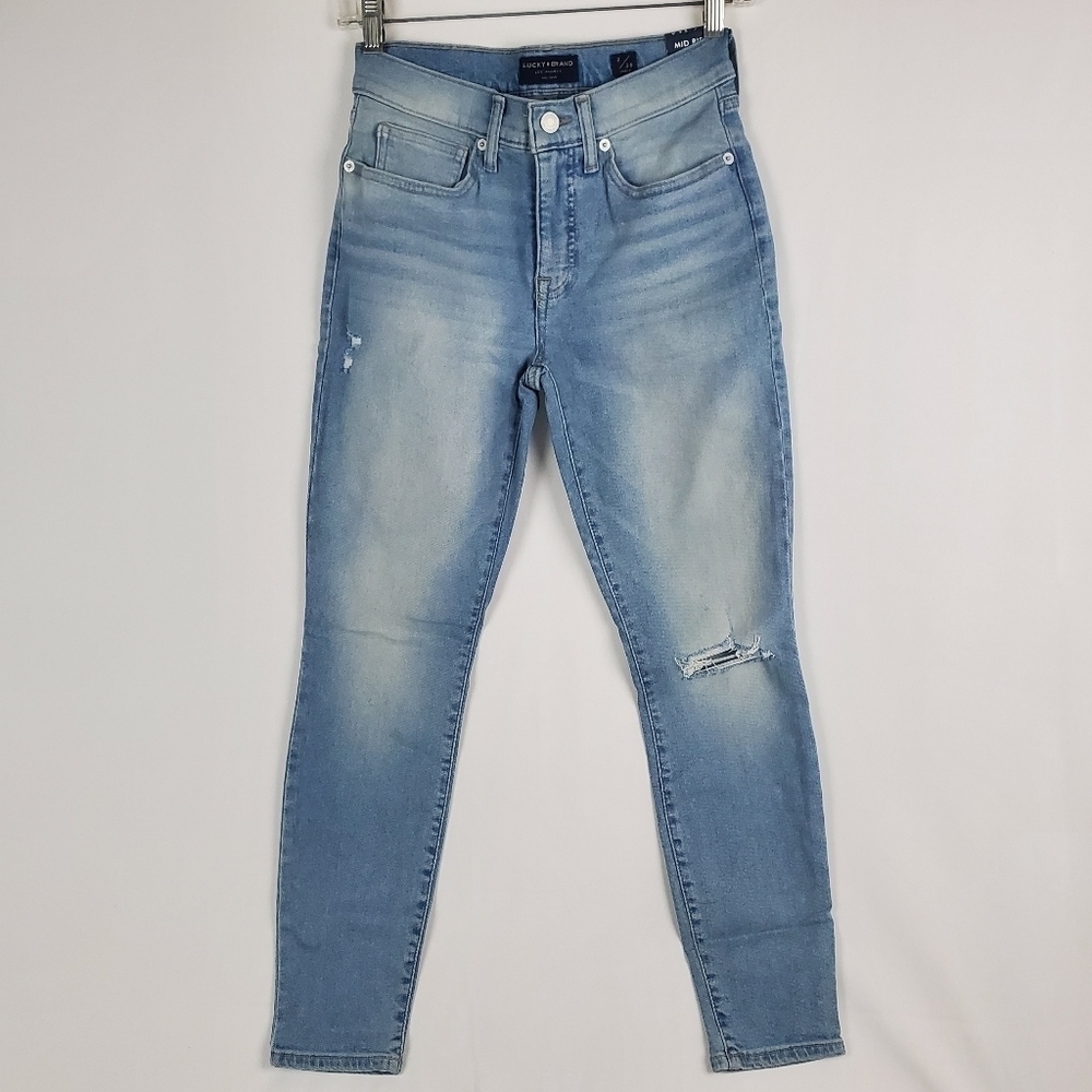 NWT Lucky Brand Women's Ava Mid Rise Skinny Stretch Ankle Light Blue Size 2/26